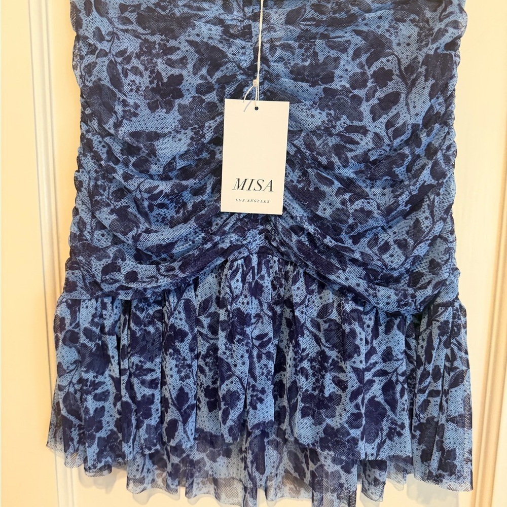 Misa Los Angeles Navy Floral Mini Skirt
